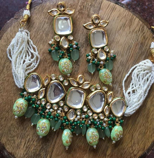 Gold Plated Kundan Necklace Set