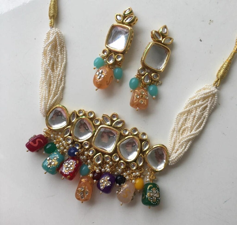 Gold Plated Kundan Necklace Set