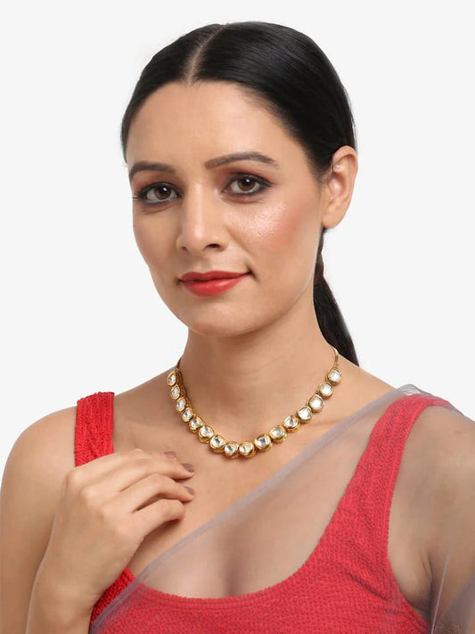 Gold Plated Kundan Necklace Set