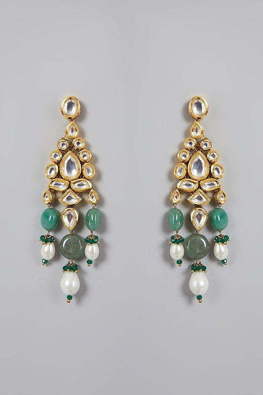 Gold Plated Kundan Polki & Pearl Necklace Set