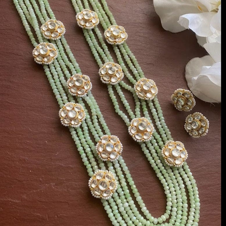 Fine Kundan jadau long Green necklace set
