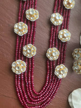 Fine Kundan jadau long Ruby necklace set