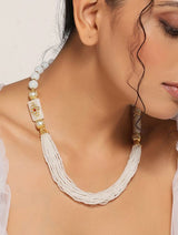 Gold Tone Pearl Necklace Set