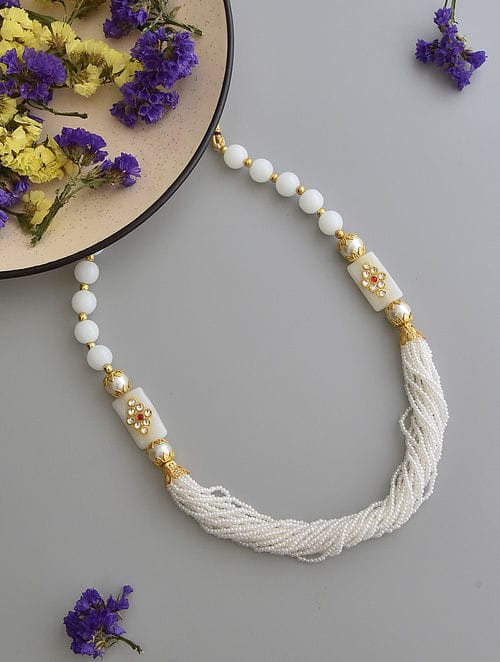 Gold Tone Pearl Necklace Set