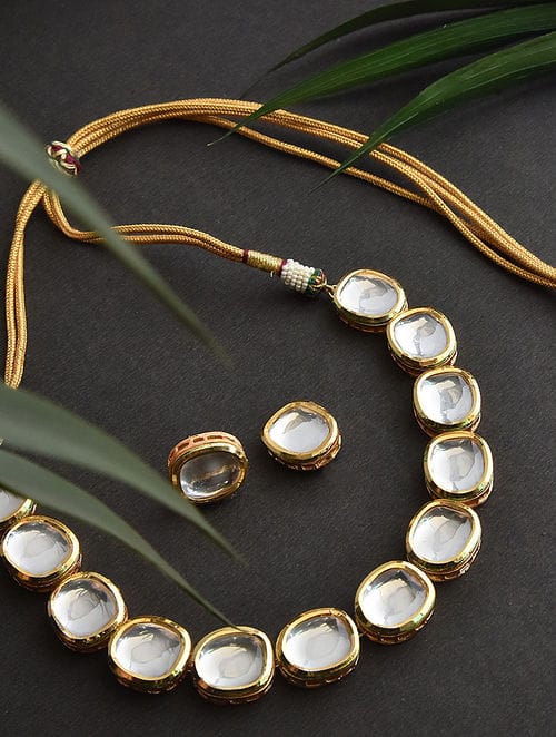 Gold Plated Kundan Embellished Necklace Set