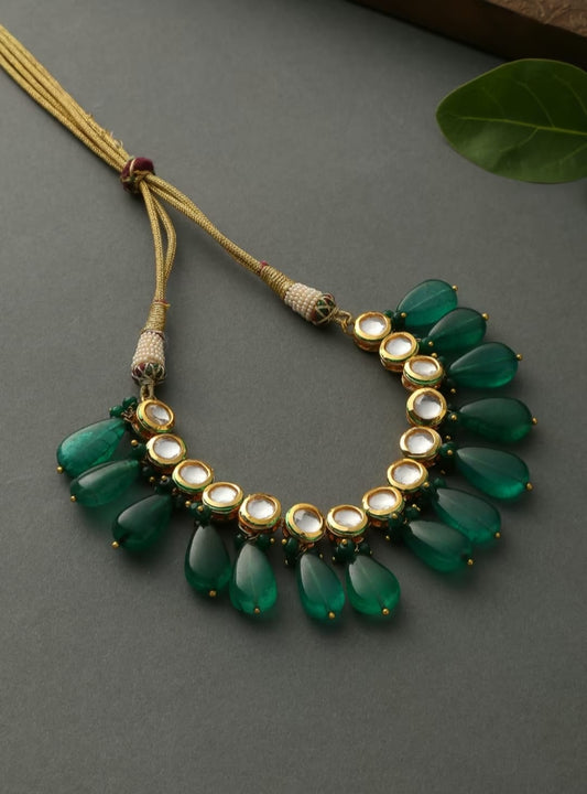 Gold Plated Kundan Embellished Necklace Set
