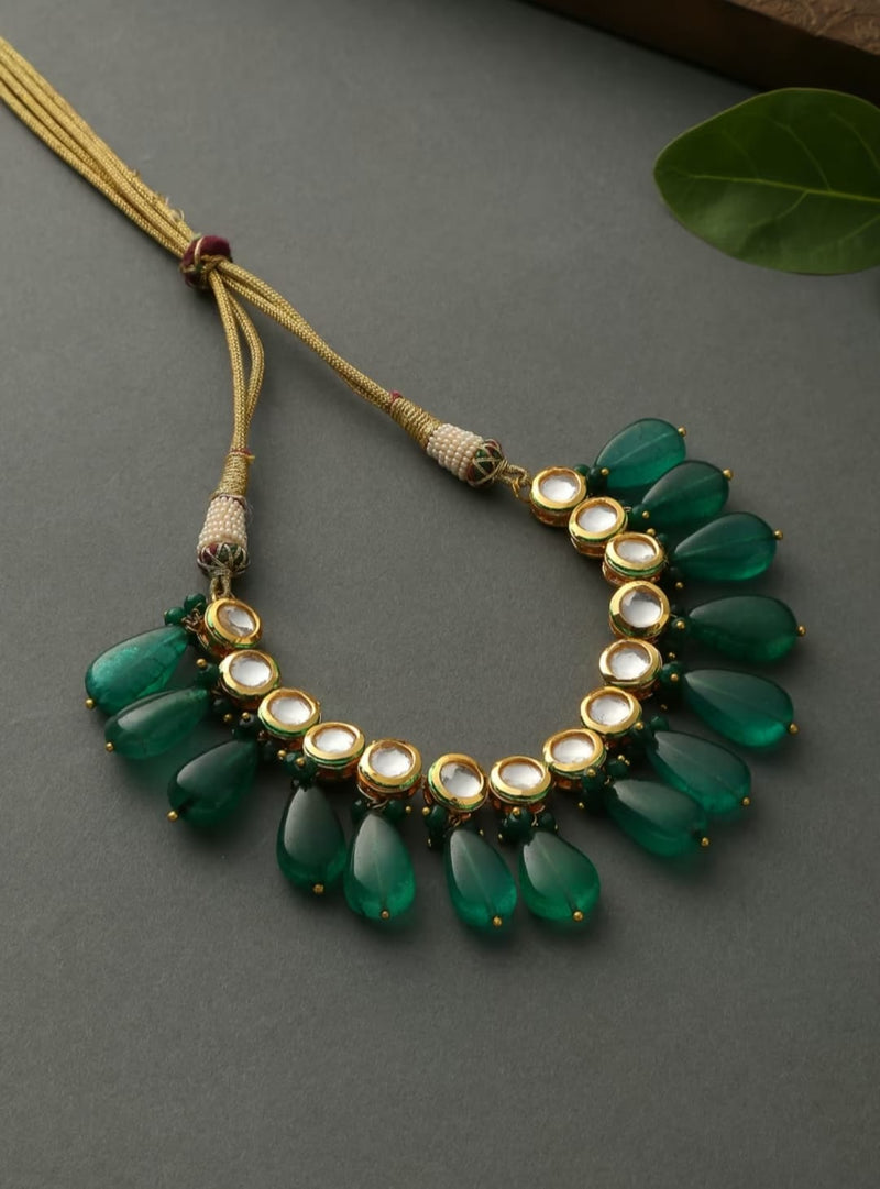 Gold Plated Kundan Embellished Necklace Set