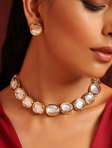 Gold Plated Kundan Embellished Necklace Set