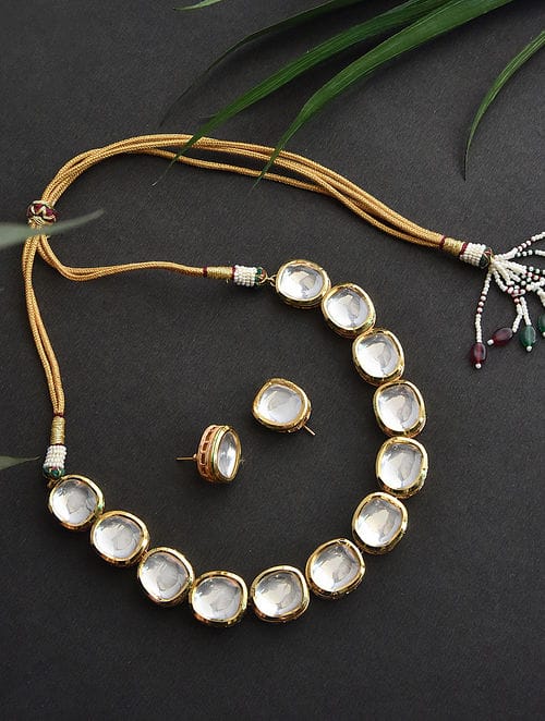Gold Plated Kundan Embellished Necklace Set