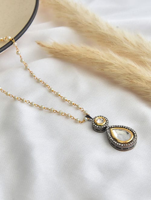Gold Plated Kundan Embellished Long Necklace Set