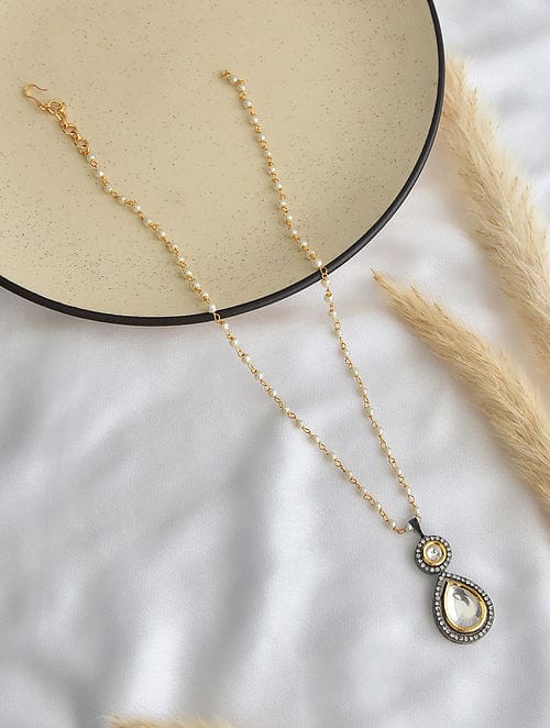 Gold Plated Kundan Embellished Long Necklace Set