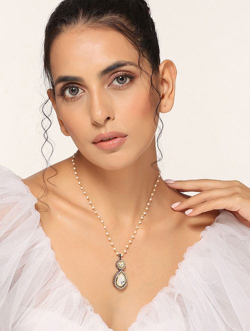 Gold Plated Kundan Embellished Long Necklace Set