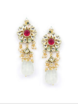 Gold-Plated Kundan-Studded Red & Green Ruby Emerald Beads Traditional Choker Jewellery Set