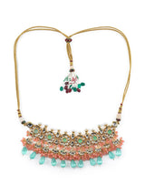 Gold Plated Kundan Choker Set With Monalisa Beads