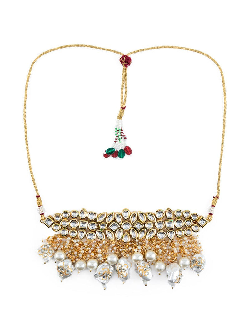 Gold Plated Kundan Embellished Necklace Set