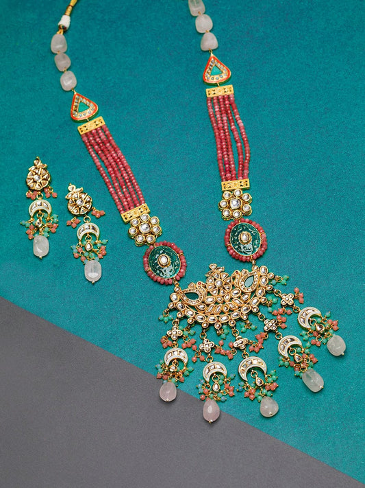 Gold Plated Kundan Embellished Necklace Set