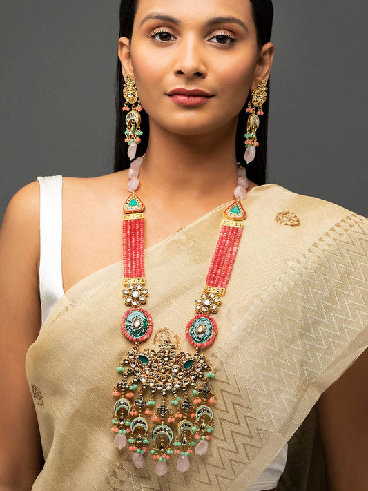 Gold Plated Kundan Embellished Necklace Set
