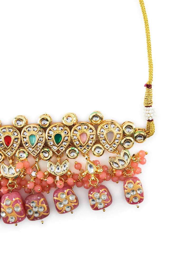 Gold Plated Kundan Embellished Necklace Set
