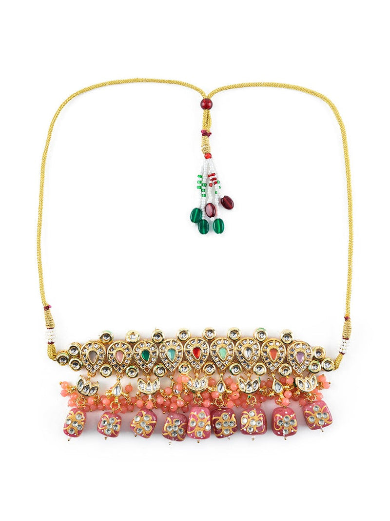 Gold Plated Kundan Embellished Necklace Set