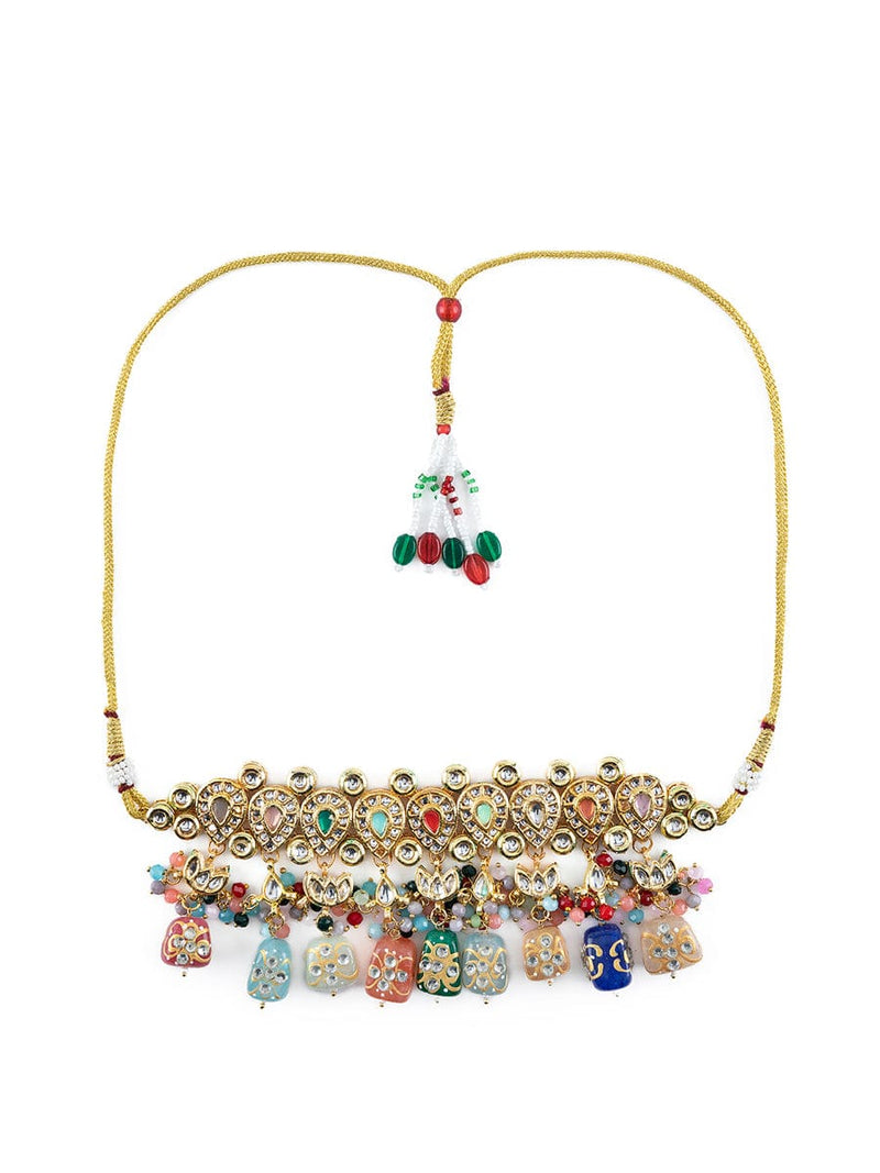 Gold Plated Kundan Embellished Necklace Set