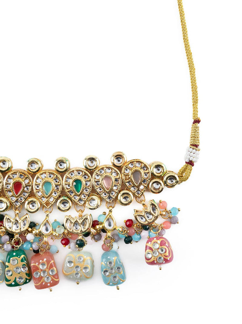 Gold Plated Kundan Embellished Necklace Set