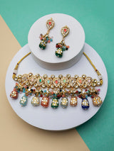 Gold Plated Kundan Embellished Necklace Set