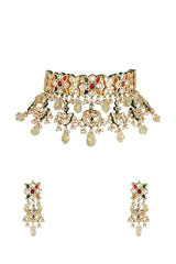 Gold Plated Kundan Embellished Necklace Set