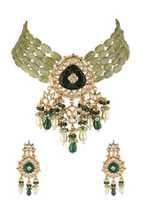 Gold Plated Kundan Embellished Necklace Set