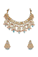 Gold Plated Kundan Embellished Necklace Set