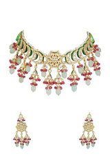 Gold Plated Kundan Embellished Necklace Set