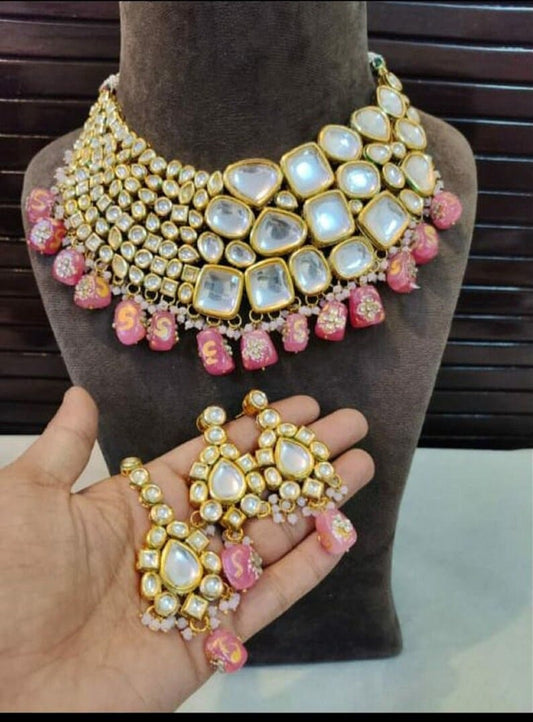 Gold Plated Kundan Embellished Necklace Set
