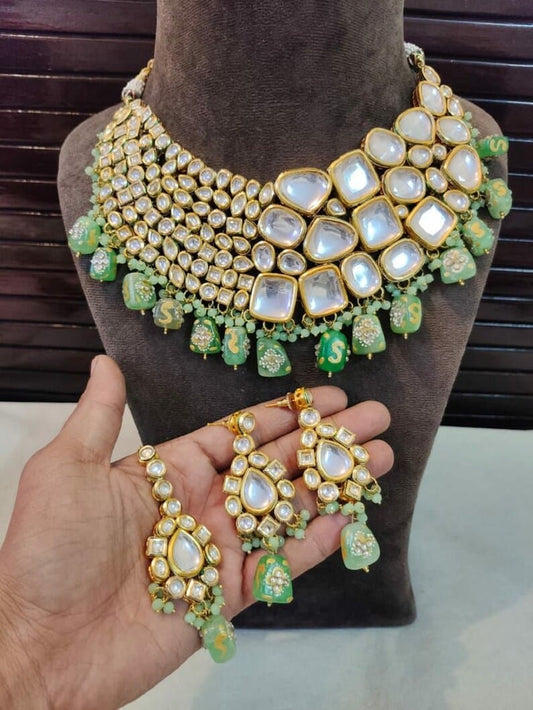 Gold Plated Kundan Embellished Necklace Set