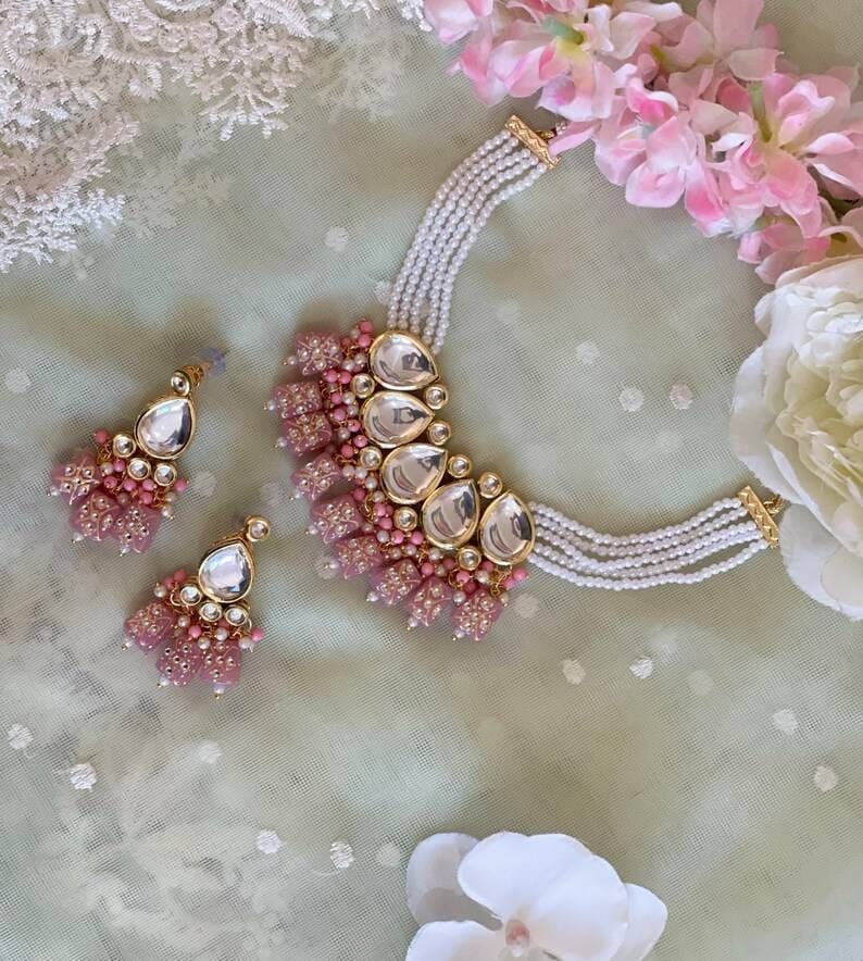 Gold Plated Kundan Embellished Necklace Set