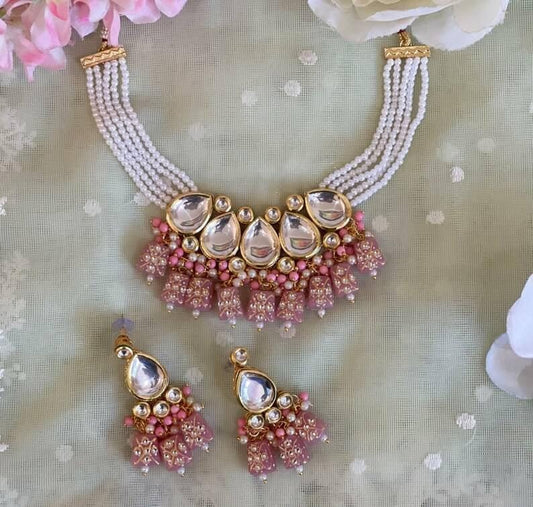 Gold Plated Kundan Embellished Necklace Set