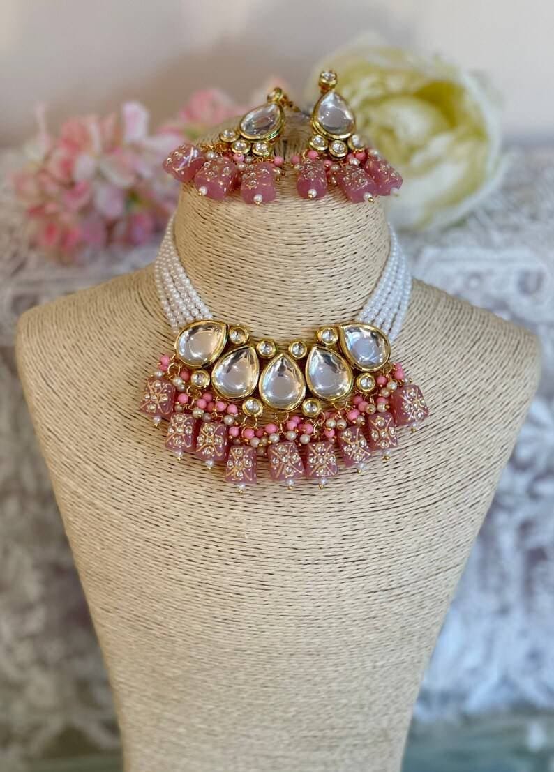 Gold Plated Kundan Embellished Necklace Set