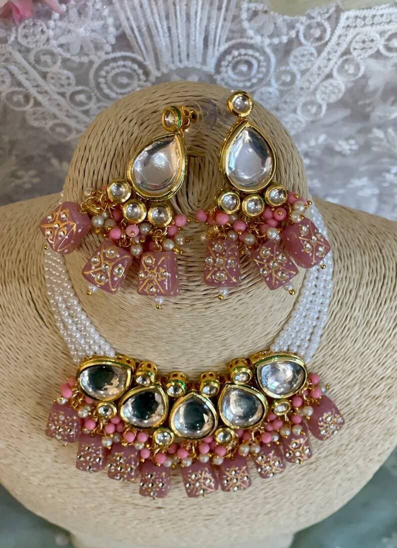 Gold Plated Kundan Embellished Necklace Set