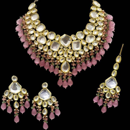 Gold Plated Kundan Embellished Necklace Set