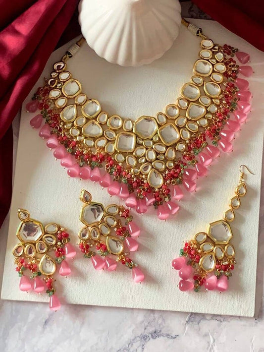 Gold Plated Kundan Embellished Necklace Set