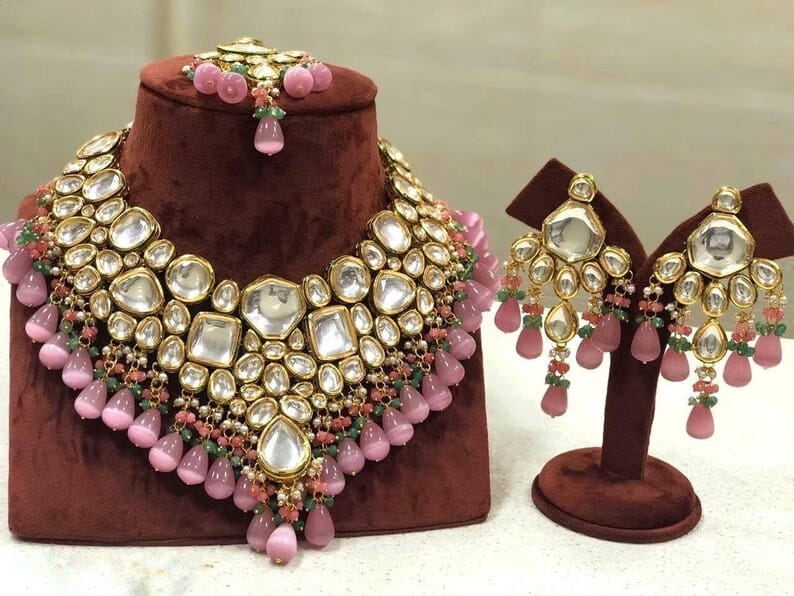Gold Plated Kundan Embellished Necklace Set