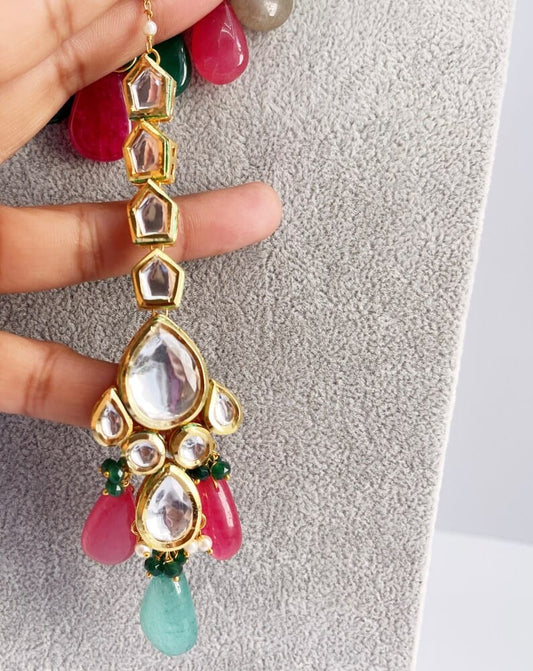 Gold Plated Kundan Embellished Necklace Set