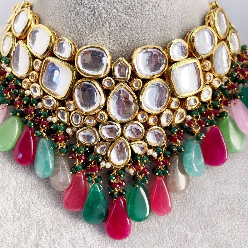 Gold Plated Kundan Embellished Necklace Set