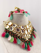 Gold Plated Kundan Embellished Necklace Set