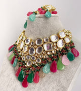 Gold Plated Kundan Embellished Necklace Set