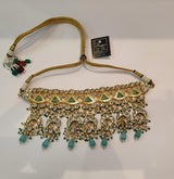 Gold Plated Kundan Neckpiece With Earrings
