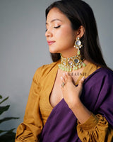 Gold Plated Kundan Neckpiece With Earrings