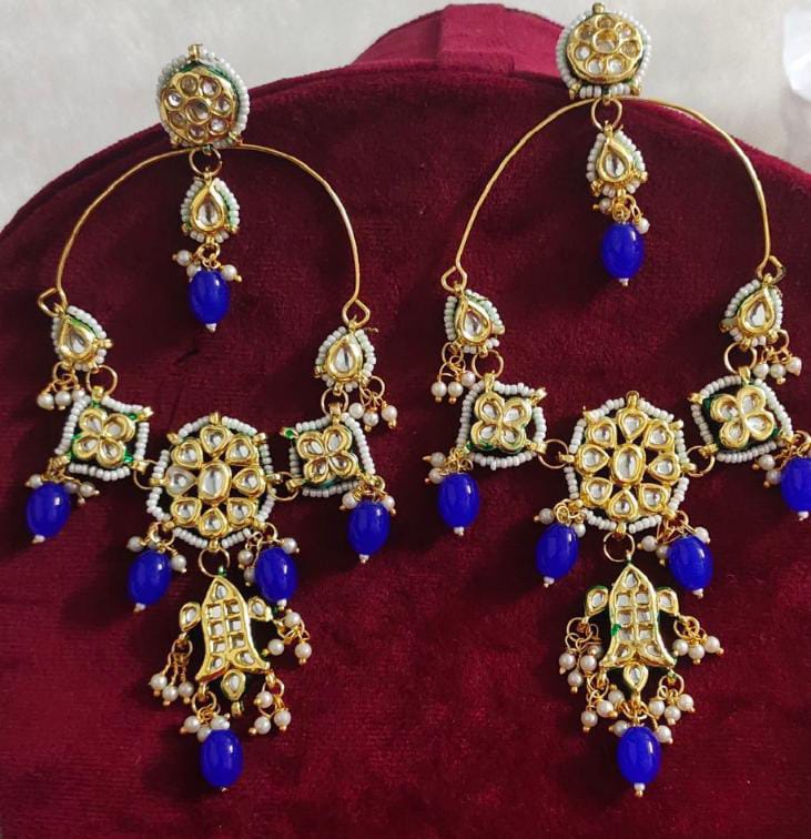 Pearls Beads Kundan Gold Plated Drop Earring