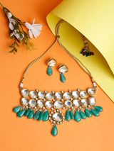 Gold Plated Bridel Kundan Necklace Set With Matching Earrings