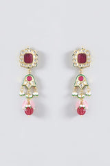 Gold Plated Kundan Polki & Navaratna Stones Handcrafted Long Necklace Set