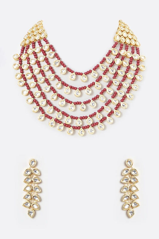 Gold Plated Kundan Polki Necklace Set