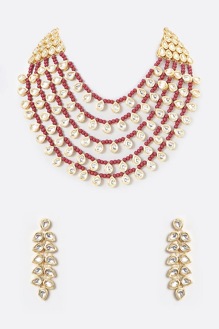 Gold Plated Kundan Polki Necklace Set